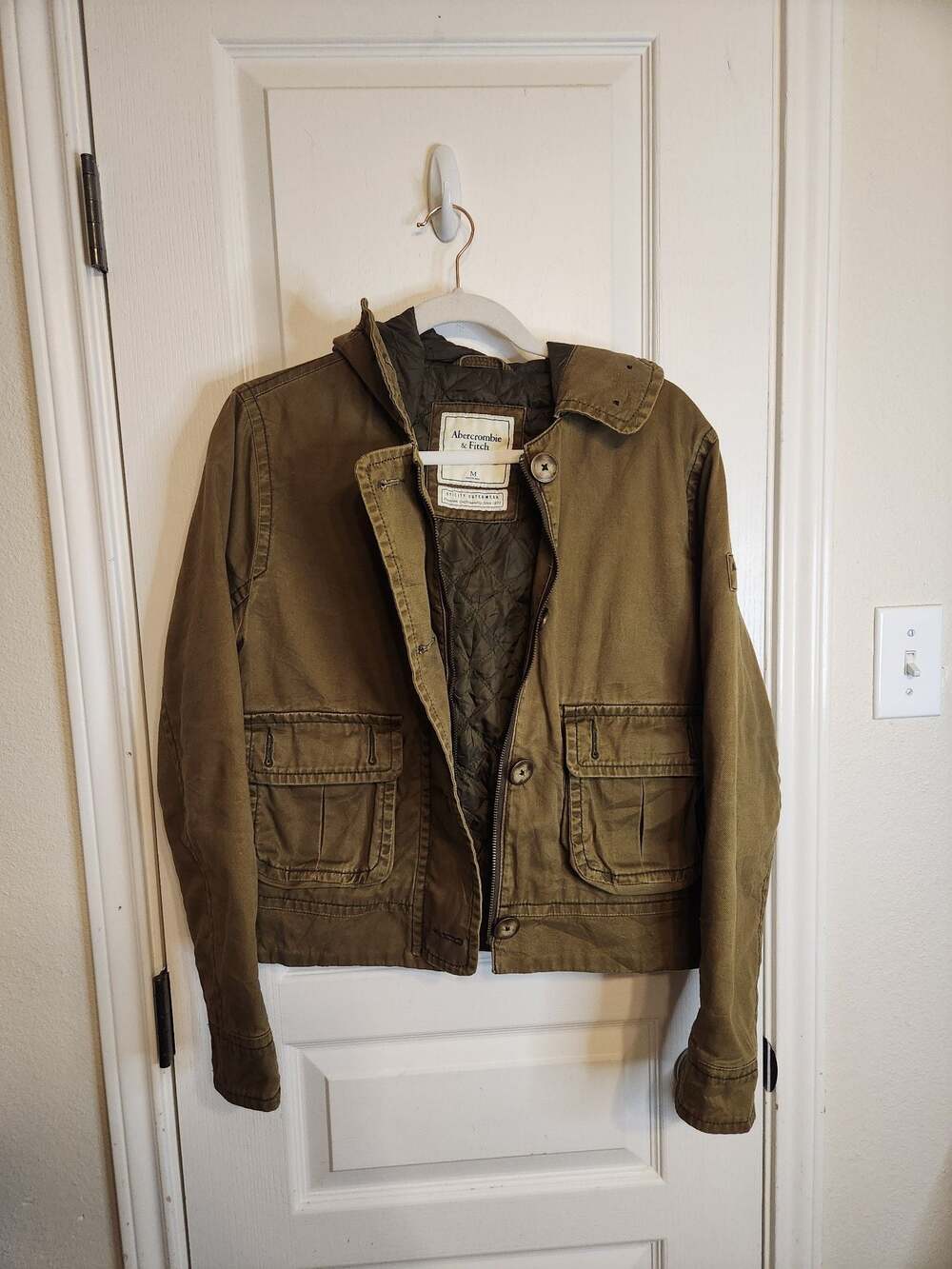 Abercrombie & Fitch Utility Outerwear Olive Green Quilted Lined Jacket
